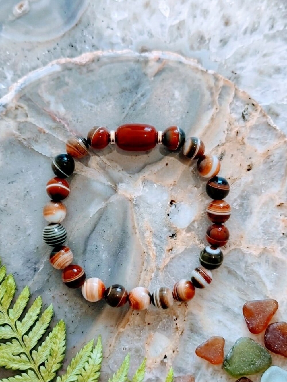 Striped Agate/Carnelian Bracelet